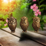 See No Evil, Hear No Evil, Speak No Evil Brass Owl Statues Tea Pets