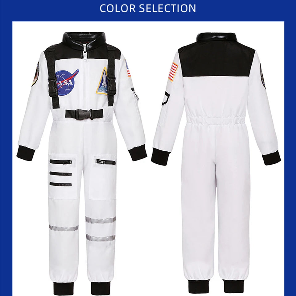 Kids Astronaut Costume Space Suit Halloween Cosplay Space Explorer Performance Book Week Costumes Children's Jumpsuit Spaceman Boys Girls