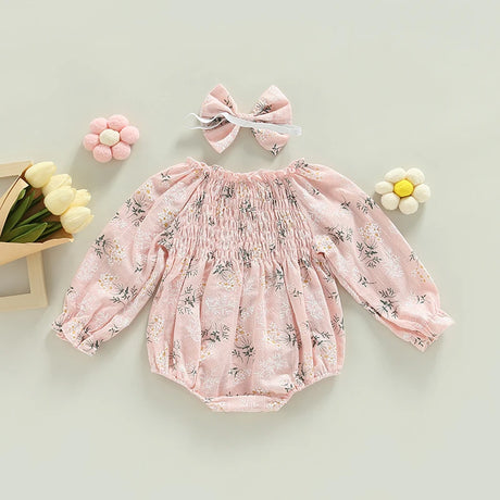 Valentines Day Easter St Patricks Christmas Baby Girls Heart Print Romper with Headband