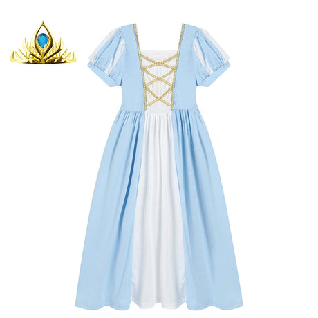Soft Princess Dress for Girls Kids Halloween Cosplay Belle Cinderella Aurora Melinda Snow White Costume
