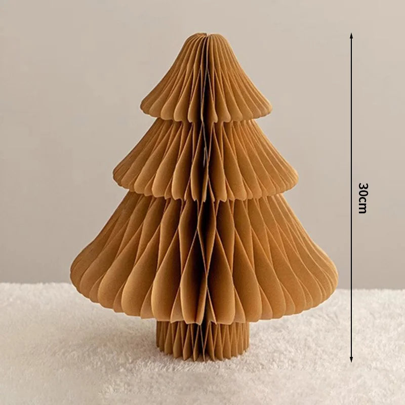 Christmas Paper Honeycomb Decorations Ball Folding Christmas Tree Table 3D Ornaments
