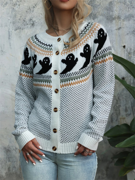 Halloween Ghosts Pumpkin Spice Cardigan
