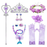 Mermaid Accessories Gloves Wand Crown Jewellery Set Wig Necklace Braid Cosplay Halloween Birthday Party