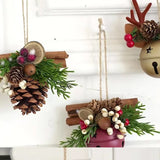 Christmas Bell Antlers Bow Pinecone Bell Christmas Hanging Decoration