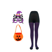 Purple Witch Girls Halloween Costume Star Tulle Party Dresses with Props