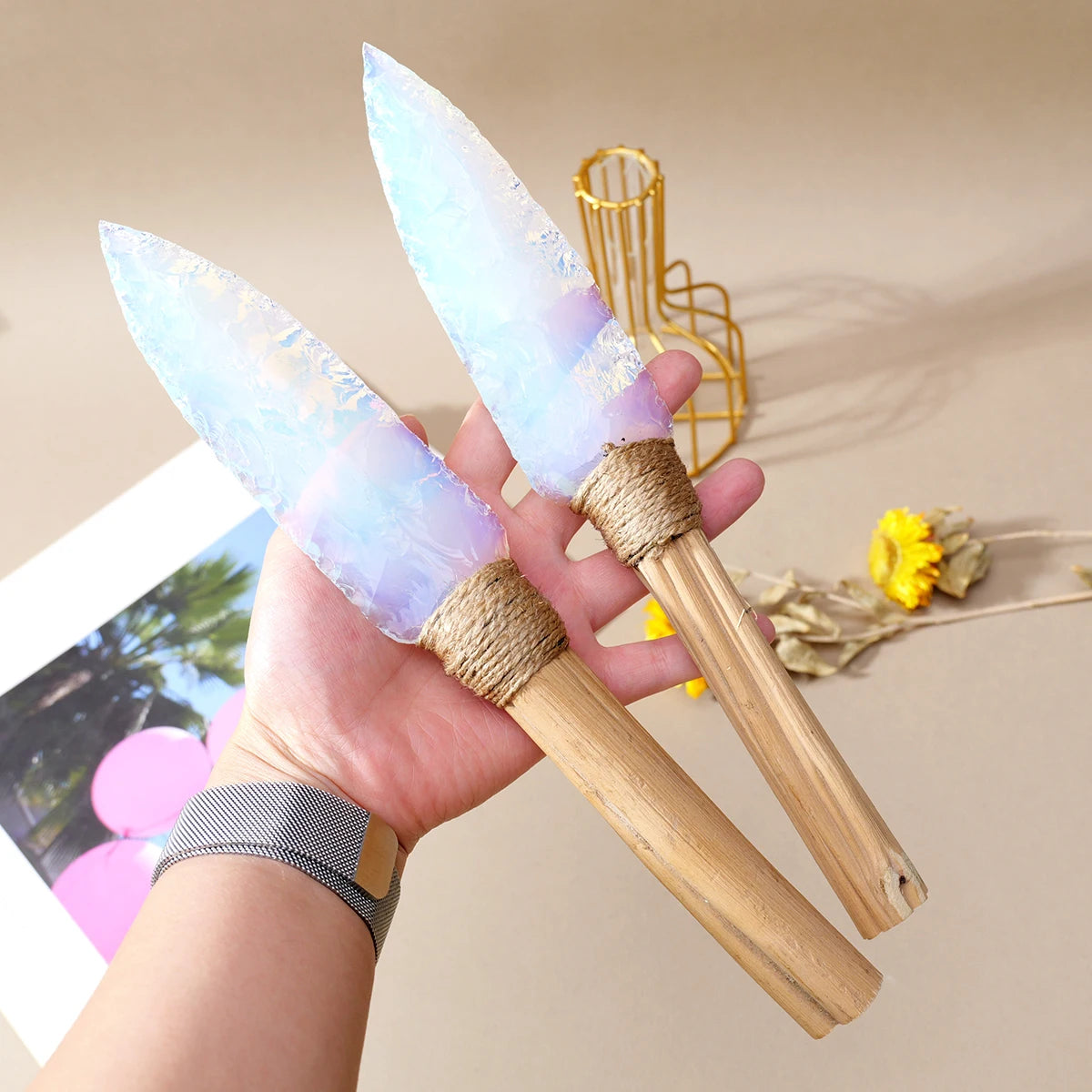 Crystal Opal Dagger Natural Stone Altar Knife