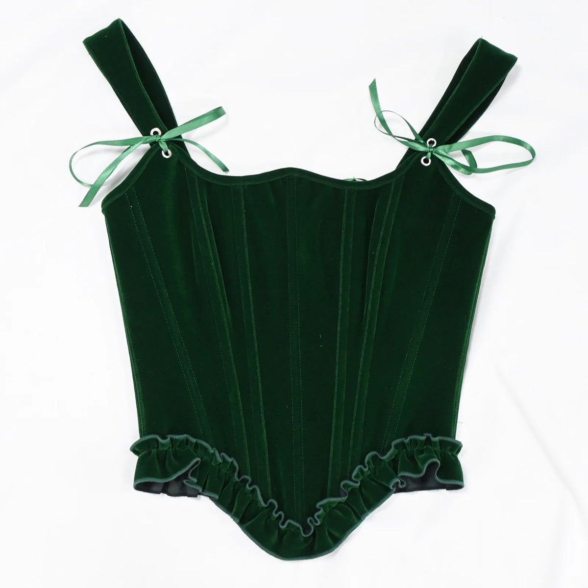 Delphine's Velvet Corset Over Bust Lace Up Boned Bodice 4 Colours