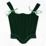 Delphine's Velvet Corset Over Bust Lace Up Boned Bodice 4 Colours