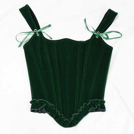 Delphine's Velvet Corset Over Bust Lace Up Boned Bodice 4 Colours