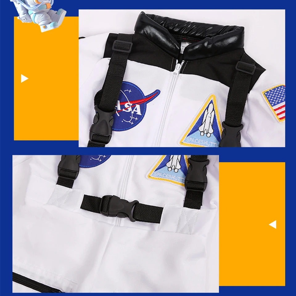 Kids Astronaut Costume Space Suit Halloween Cosplay Space Explorer Performance Book Week Costumes Children's Jumpsuit Spaceman Boys Girls