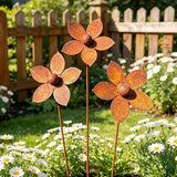 1/3pcs Rusty Metal Flower Garden Decorative Ground Stakes