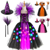 Girls Witch Ghost Vampire Halloween Costume Fluffy Tulle Dress
