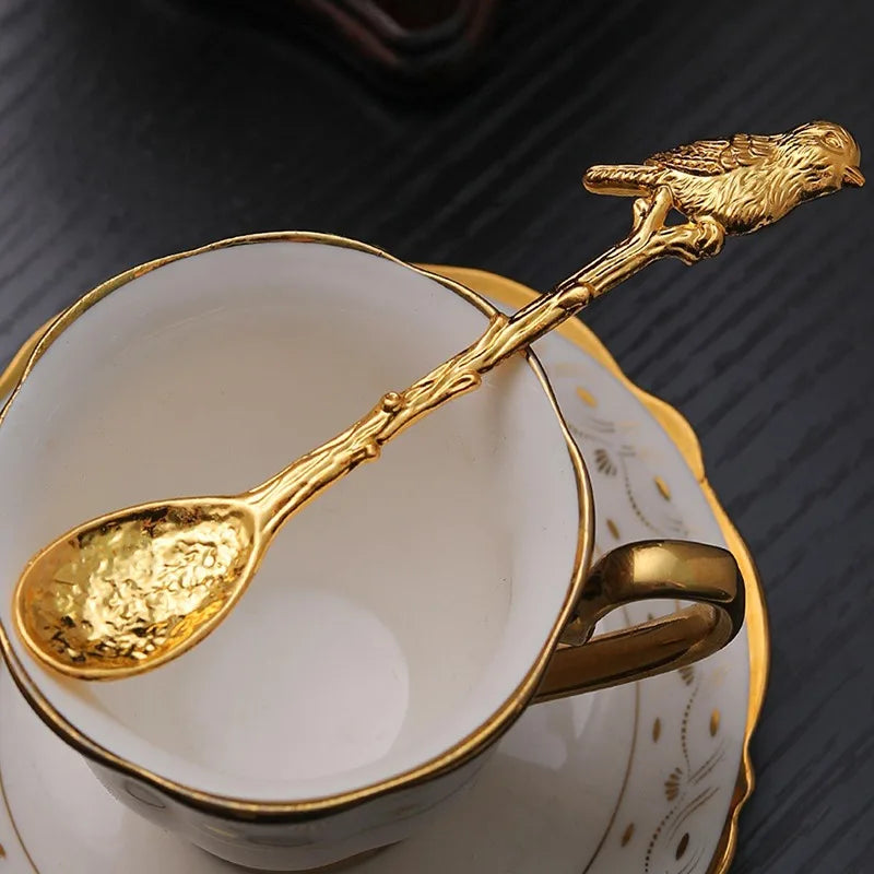 Golden Dragonfly Flower Bird Starfish 11CM Mini Spoon Teaspoon
