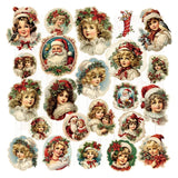Vintage Christmas RUB ON Transfer Sticker Pack Junk Journal DIY Scrapbooking