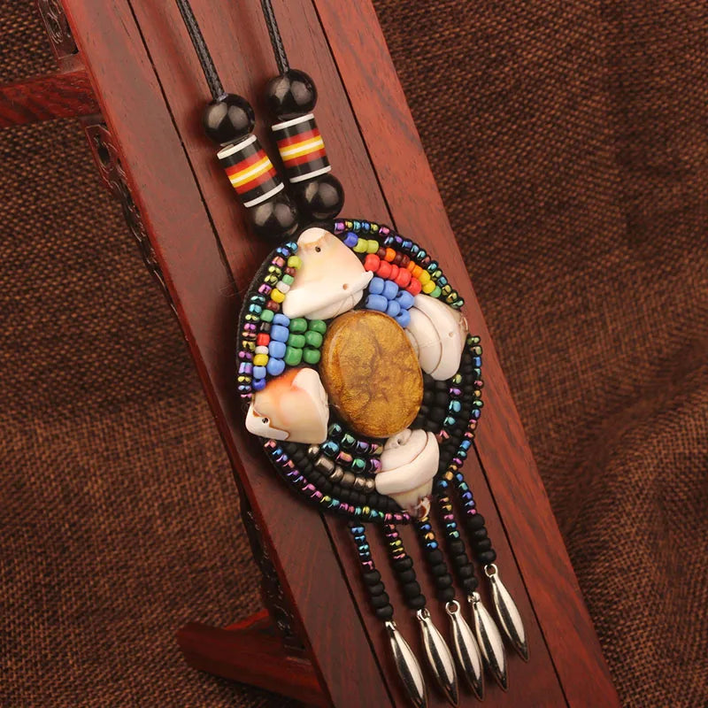 Handmade Beaded Leather Boho Necklaces