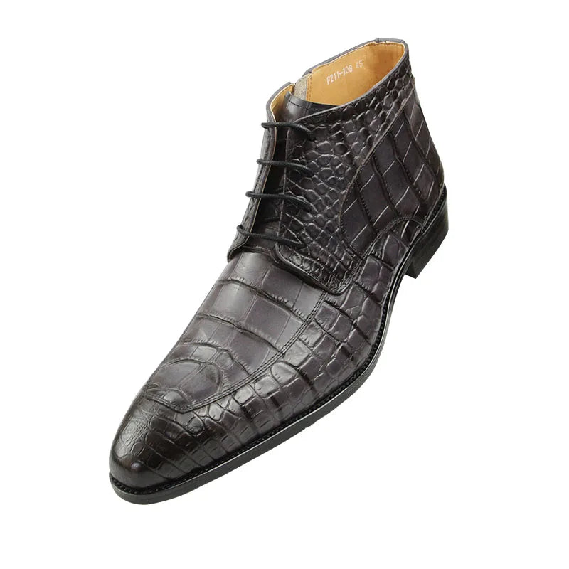 Gator Boots Pointed Toe Mens Genuine Leather Shoes White Purple Green