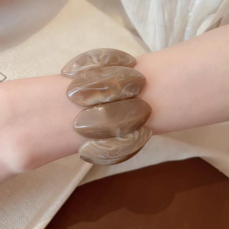 Smudged Oval Acrylic Elastic Bangles Bracelets