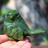 Natural Xiuyan Jade Stone Bird Figurine Hand Carved Crystal Animal Sculpture Home Desktop Decor Gift Idea