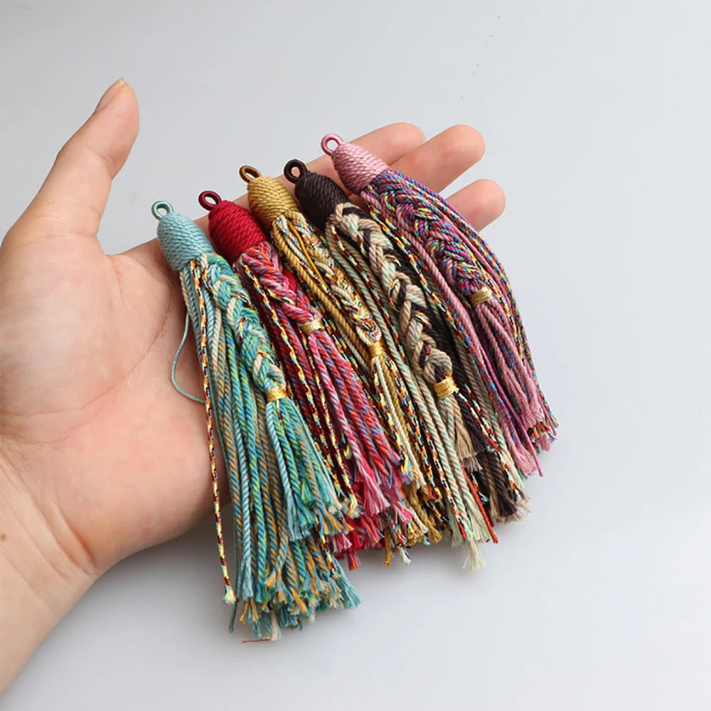 11cm Hand Twisted Cotton Thread Tibetan Style Tassel DIY Bookmark Crafts Jewellery Making Accessories Pendant DIY Car Decoration