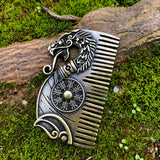 Viking Beard Comb Drakkar with Aegishjalmur Shield Viking Gift For Men