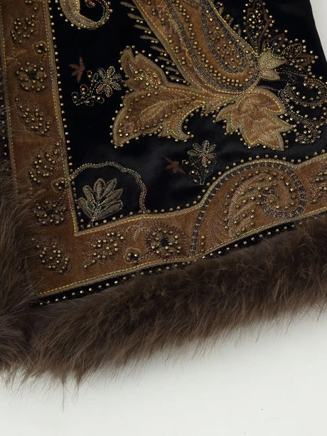 Dharma's Bead Stitched Vest Faux Fur Lined Vest