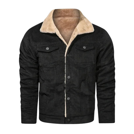 Woodsman Winter Corduroy Jackets Thick Warm Faux Fur Collar Bomber Coat