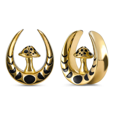 Stainless Steel Mushroom Saddle Ear Gauges Tunnels Expanders Plugs Earring Piercing Jewellery Double Flared 2PCS