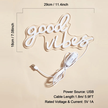 LED Neon Good Vibes USB Neon Signs Decor Lamp