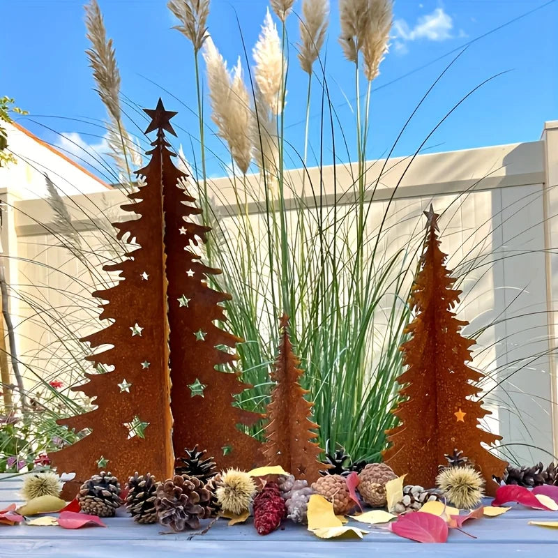 Rustic Vintage Christmas Tree Garden Stakes