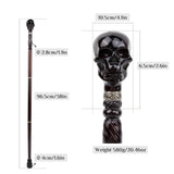 Black Skull Wooden Walking Stick Cosplay Sceptre Cane 93cm