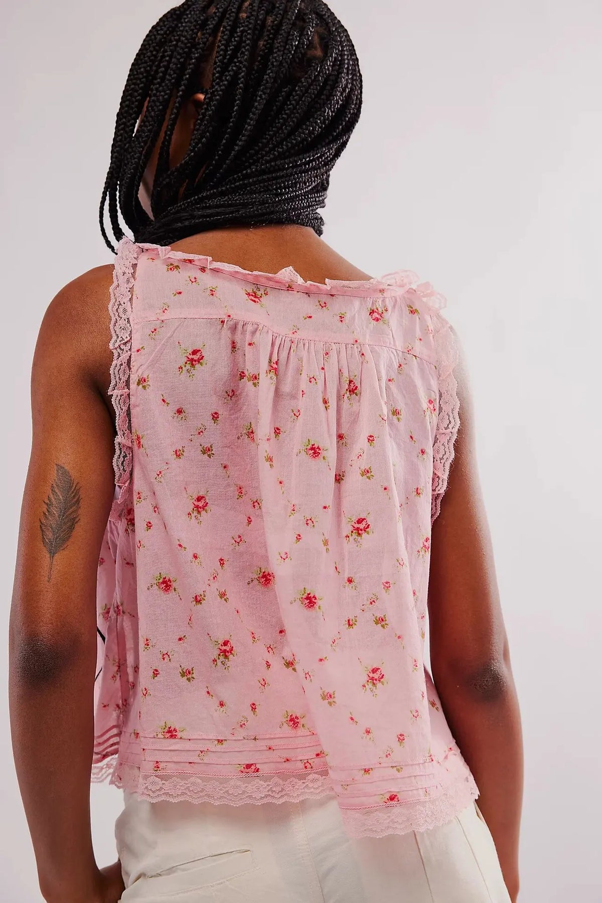 Pip's Summer Cotton Camis Crop Tops Boho Spliced Lace Tank Tops