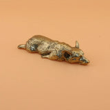 Pure Copper Welsh Corgi Puppy Miniature Figurines Dog Desktop Ornament Tea Pets