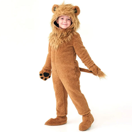 Child Kids 2-12Y Fleece Furry Lion King and Fox Costume Rompers Set Cosplay Halloween Fancy Dress
