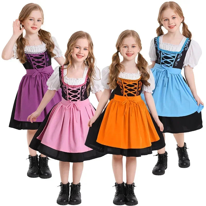 Girls German Dirndl Dress Oktoberfest Costume Witch Cosplay Costume