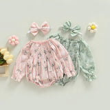 Valentines Day Easter St Patricks Christmas Baby Girls Heart Print Romper with Headband