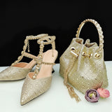 Diamond Confetti Pointed Shoes and Matching Bag Party Heels