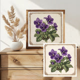 Violet Flowers Stamped Cross Stitch 30x30cm DIY Kit 11CT/14CT