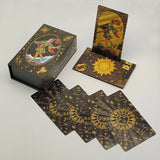 Gold Foil Divination Tarot Cards Set With Wooden Card Stand Box Gift Set