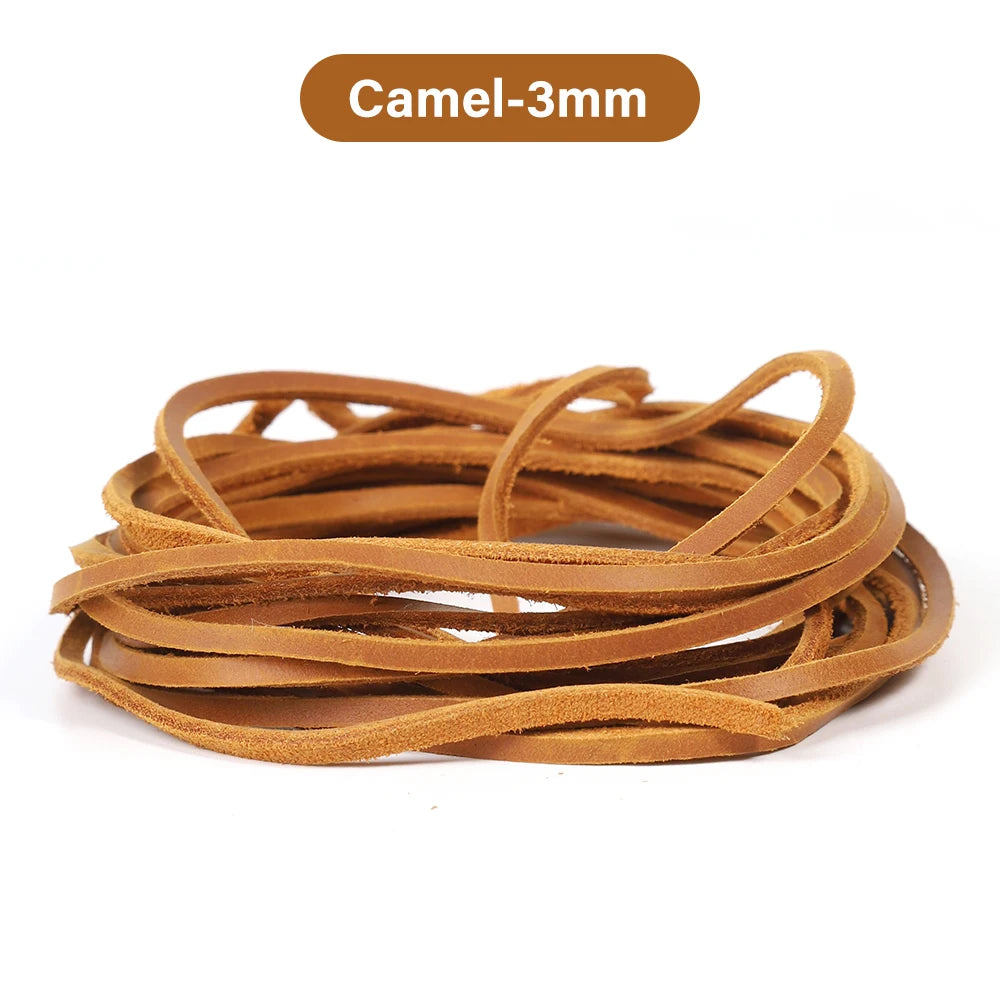 Flat Genuine Leather Cord Rope 3/5mm