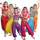 Girl's Stage Performance Chiffon Belly Dance Costume 7pcs Sets Kids Dancing Outfits