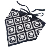 Skulls Bats Spiderwebs Halloween Crochet Headscarves Knitted Cotton Triangle Scarf
