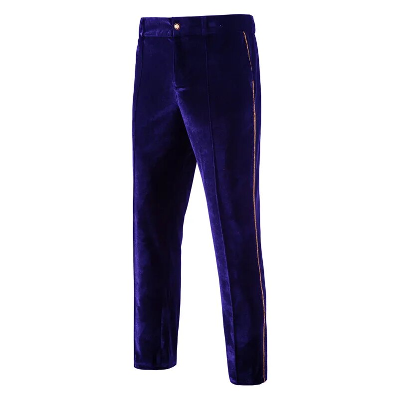 Plush Velvet Suit Two-piece Mens Party Suits Double Breasted Tuxedo Blazers & Pants