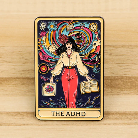 The ADHD Tarot Card Enamel Pin Brooches Badge Lapel Pin
