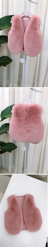 Baby Girls Faux Fur Vest Winter Outfits Kids Warm Sleeveless Coat Infant Toddler 6M-7Y Outerwear