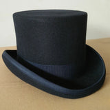 100% Wool Flat Top Hats Solid Colours Wide Ribbon Magician Performance Hat