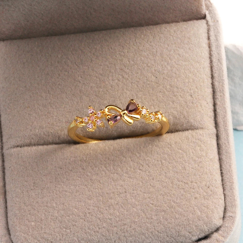 Sweet and Dainty Colourful Zircon Rings Gift Idea