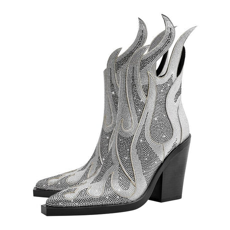 Flamin' Awesome Rhinestone Ankle Boots