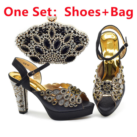 Peacock Peep-Toe Party Pumps Matching Bag and Shoes Set