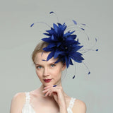 Navy Blue Feather Fascinator Spring Race Season