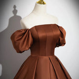 Hedy's Off The Shoulder Formal Gown Short Puff Sleeve Custom Made Evening Dress